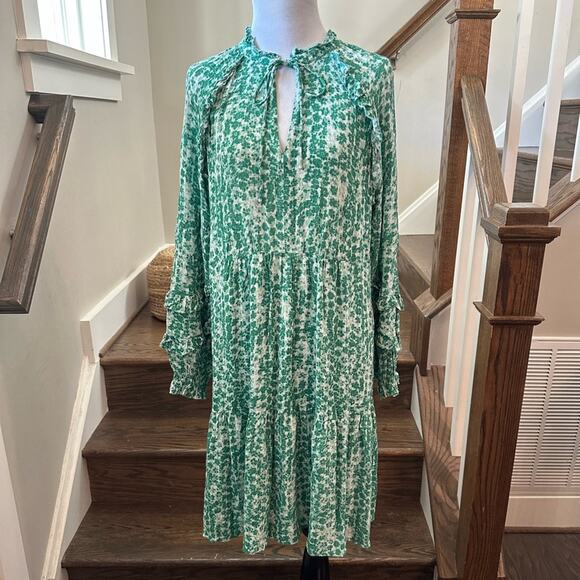 SUNCOO Paris Green and White Floral Flowing Dress Size Small (T1) - Picture 1 of 9